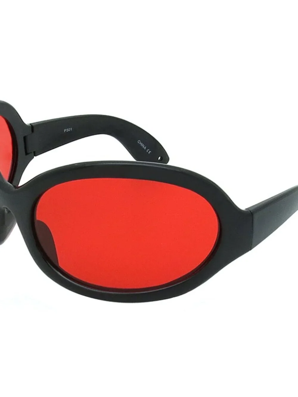 Pop Fashionwear Unisex Color Bug Eye Sunglasses Retro Rave Shades Black Red lens
